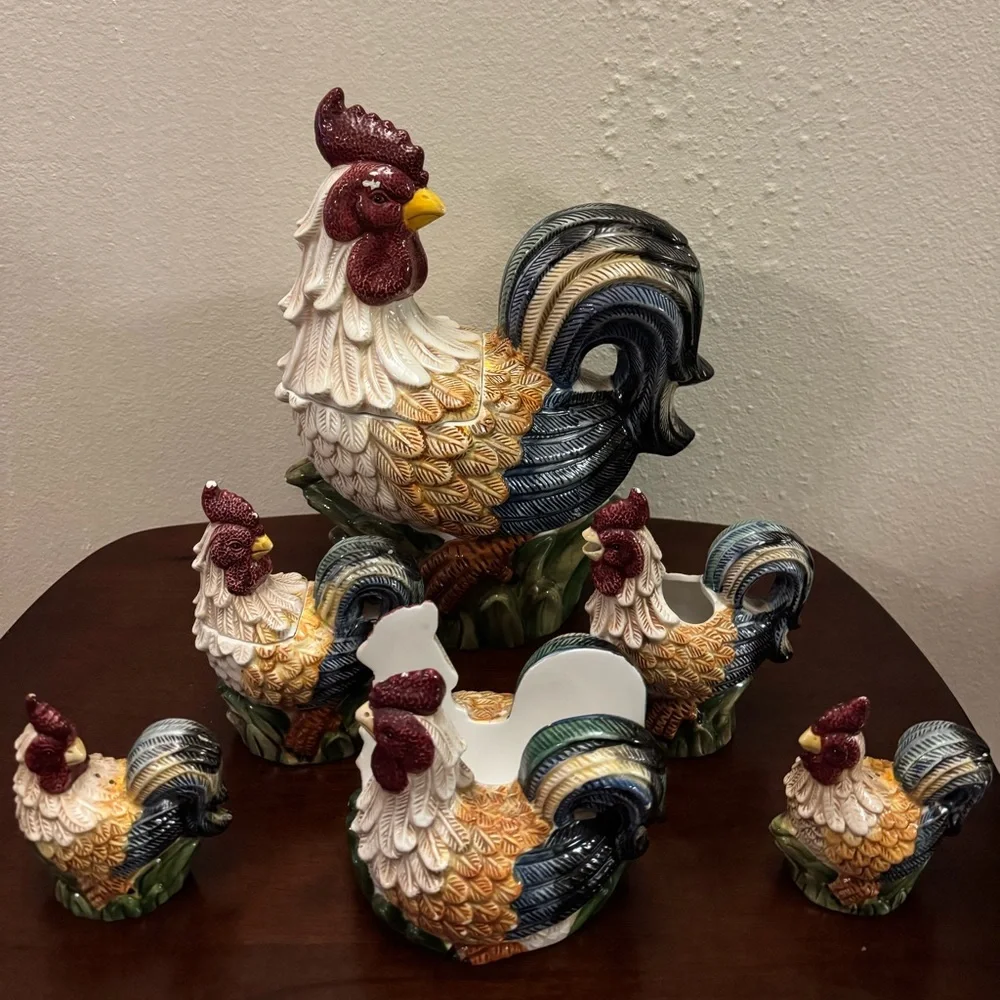 Vintage Jay Imports Rooster Cookie Jar Set
